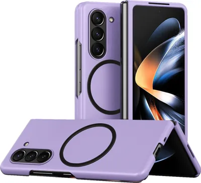 Image de Etui magnétique pour Samsung Galaxy Z Fold 6 compatible avec MagSafe, étui PC rigide fin et mat Violet