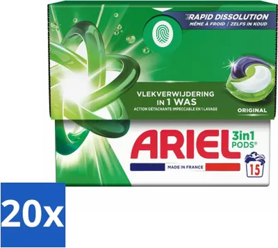 Produktbild von Ariel - 3in1 Waschmittel-Pods - Original - 15 Pods - Vorteilspack - 20 Stücke
