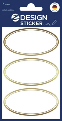 Produktbild von Zweckform Einmachetikett oval Goldrand 76x120 mm 59419 6 Stück