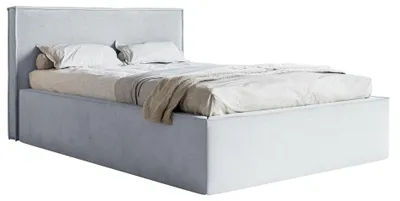 Produktbild von Selsey LUCERA - Polsterbett mit Samtbezug und Stauraum, Hellgrau, 140x200 cm