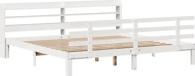 Image de vidaXL Cadre de lit avec tête de lit sans matelas blanc 200x200 cm