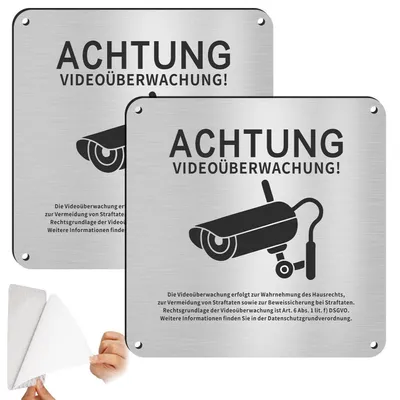 Immagine prodotto di Segnale di sicurezza "Videosorveglianza" per proprietà privata, 15 x 15 cm, confezione da 2