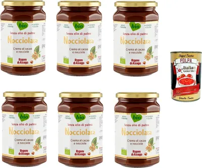 Produktbild von 6x Rigoni di Asiago Nocciolata, Nuss Nougat Creme, Haselnusscreme ohne Palmöl | Nuss Nougat Creme ohne Palmöl | Brotaufstrich 650g + Italian Gourmet Polpa 400g