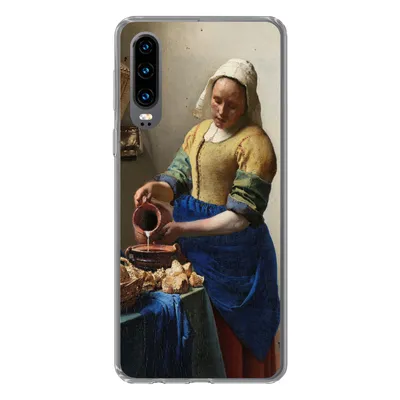 Produktbild von MuchoWow® Handyhülle Schutzhülle Hülle für Huawei P30 Das Milchmädchen - Gemälde von Johannes Vermeer Silikon Softcase Handy Hülle - Kartenbesitzer
