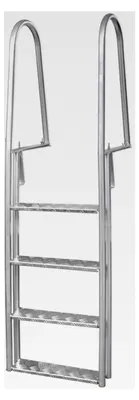 Produktbild von Aluminium Poolleiter 4-stufig mit breiten rutschfesten Stufen und großen Griffen für Innen- und Außenbereich
