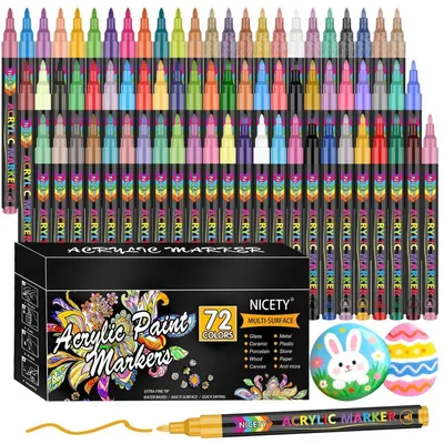 Produktbild von Acrylstifte Set 72 Farben Wasserfest 0,7 mm Spitze für Stein Glas Holz Stoff Keramik