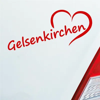 Produktbild von Auto Aufkleber Gelsenkirchen Schalke Herz Stadt City Liebe 19,5x8 cm Rot Sticker Heckscheibenaufkleber