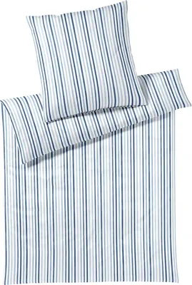 Produktbild von elegante Mako-Jersey Bettwäsche-Garnitur Waterstripe Farbe Bleu Größe 135x200+80x80