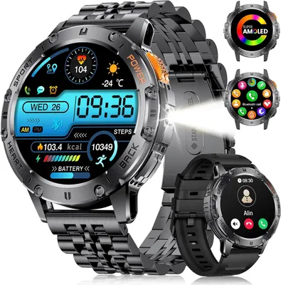 Produktbild von Herren-Smartwatch mit Bluetooth-Anruffunktion, 530 mAh Akku 20 Sportmodi, Herzfrequenzmesser, Schlafüberwachung, IP68 wasserdicht, Schrittzähler
