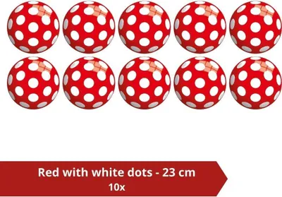 Produktbild von Ball - Vorteilspack - Rot mit weißen Punkten - 23 cm - 10 Stück