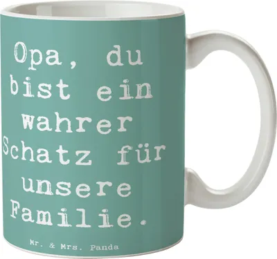 Produktbild von Mr. & Mrs. Panda Teepott Spruch Opa Schatz - Meeresbrise - Geschenk, Bedanken, Danke sagen, Aufmerksamkeit, wertvoll, Teebecher, Kaffeebecher, Freude, Bedruckte Tasse