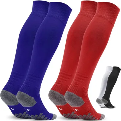 Productafbeelding van Voetbalsokken, 2 paar, voor kinderen en heren, blauw/rood, maat 31-34