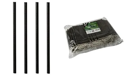 Produktbild von PAPSTAR Papier-Trinkhalm "pure" 150 mm schwarz 500 Stück