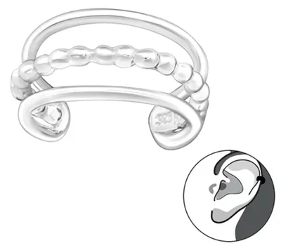 Produktbild von Ohrklemme Silber 925: Ear Cuff Ohrring ohne Loch dreireihig Silber