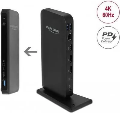 Productafbeelding van Delock USB Type-C dockingstation met DisplayPort 1.4, 4K - HDMI / DisplayPort 1.4 / USB 3.2 / LAN / PD 3.0