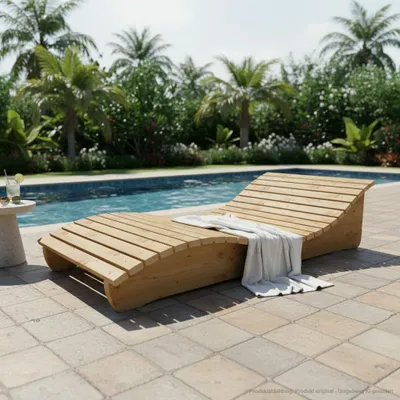 Produktbild von Holzliege Wellenliege Waldsofa Relaxliege Gartenliege "Relax-Gertl" (Lärche) 1-teilig Liegebreite100cm Himmelsliege