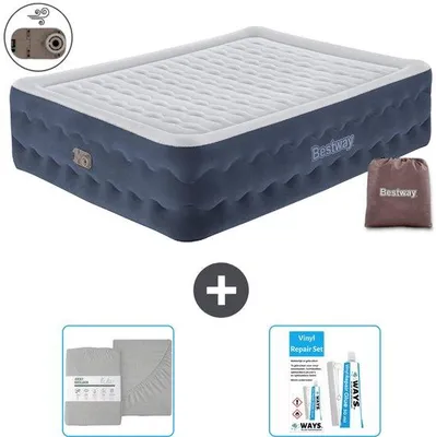 Produktbild von Doppelbett - 2 Personen - 152 x 203 x 51 cm - Blauw - inklusive Pumpe - Hoeslaken und Reparaturset