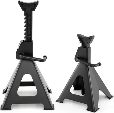 Immagine prodotto di Set di 2 cavalletti per auto con capacità di carico di 6 tonnellate e altezza regolabile da 36 a 58,5 cm