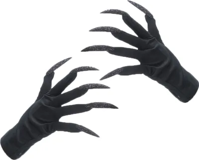 Produktbild von Handschuhe "Hexenfingernägel" | Glitzer Schwarz - Zubehör Hexenkostüm Halloween
