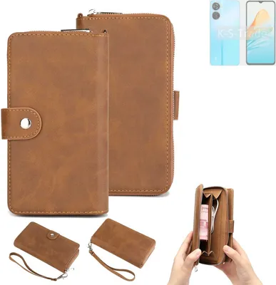 Produktbild von K-S-Trade Handyhülle Schutzhülle kompatibel mit ZTE Axon 40 Lite & Portemonnee Tasche Handytasche Case Etui Geldbörse Wallet braun (1x)