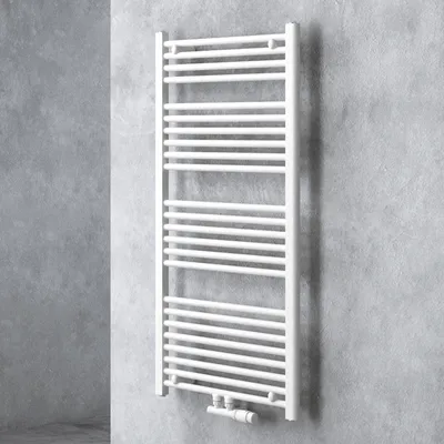 Image de doporro Radiateur de Salle de Bain Sèche-Serviette 120x60cm Radiateur Tubulaire Vertical Chauffage à Eau Chaude Blanc