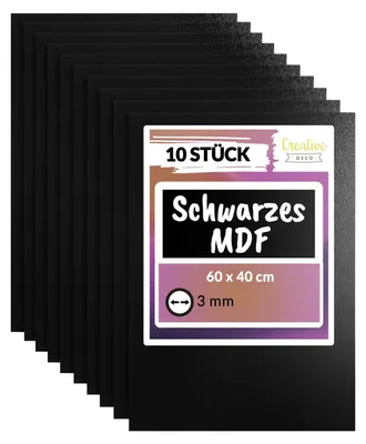 Productafbeelding van Creative Deco 10 x Zwarte MDF-platen, 600 x 400 x 3 mm