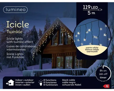 Produktbild von Lumineo Weihnachtsbeleuchtung Eiszapfen LED 5 Meter warmweiß außen