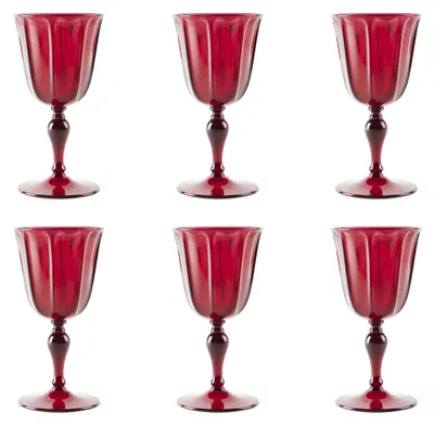 6er-Set rote Kunststoffgläser, 250 ml, unzerbrechlich