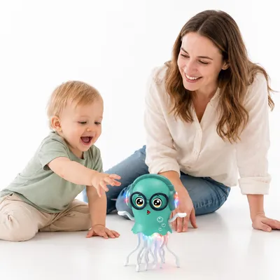 Produktbild von Interaktives Oktopus-Spielzeug, elektrisches Babyspielzeug mit Licht, Musik und Hindernisvermeidung