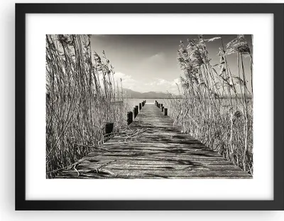 Produktbild von Gerahmtes Poster - Schwarzer Rahmen - Brücke Pier Sepia - 40x30 cm - Wand Bild - Wanddeko - Wandbilder - Kunstposter - Wandposter - Bilderrahmen - Bilder - Kunstdruck - P2BAA40x30-4928