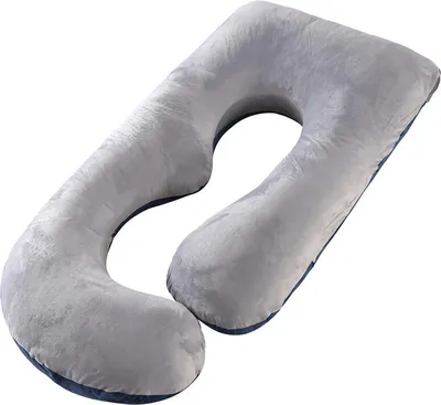 Produktbild von J-förmiges Schwangerschaftskissen, Seitenschläferkissen, Aufbewahrungskissen, Babykissen mit waschbarem Samtbezug aus 100% Baumwolle,Blau&Grau