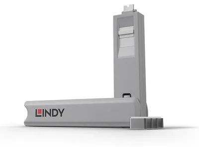 Produktbild von Lindy 40427, Schnittstellenblockierung + Schlüssel, USB Typ-C, Weiß, 5 Stück(e), 10 g