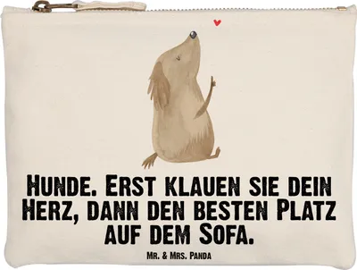 Produktbild von Mr. & Mrs. Panda Schlampermäppchen Hund Liebe Grösse XL Große - Weiß - Geschenk, beauty case, kosmetiktäschchen, Schulmäppchen, Hunde, Sprüche, Kulturtasche, Herz