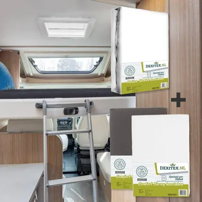 Image de Paquet textile Lifting Bed 1 Molton + 2 draps-housses Jersey - 1 Flanelle + 1 Blanc / 1 Anthracite - 1Flanelle+1Blanc/1Anthracite