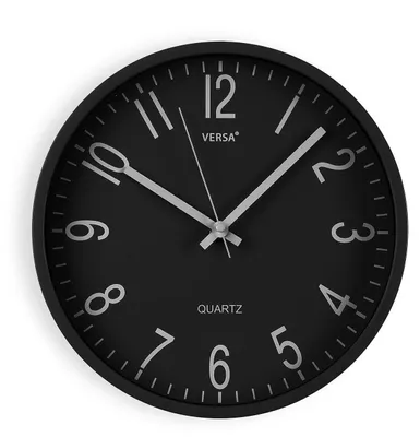 Wanduhr, 25 cm, schwarz, Polypropylen, Vintage-Stil, leise