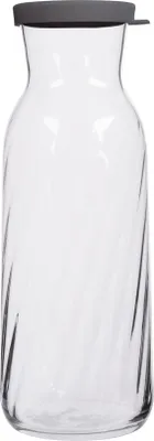 Produktbild von 1x Grauer Deckel 1.2L Fonte Optik Glas Karaffe - Wasser Wein Saft Kühlschrank Lagerung Krug-Set | Nachttisch Wäscherei Spenderflasche - Von LAV