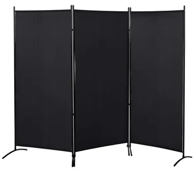 Raumteiler 3-teilig faltbar 253x182 cm schwarz