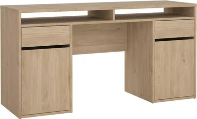 Immagine prodotto di Dmora Scrivania Leepi 48.2x149x77.4h cm Marrone Rovere, 2 Ante 2 Cassetti