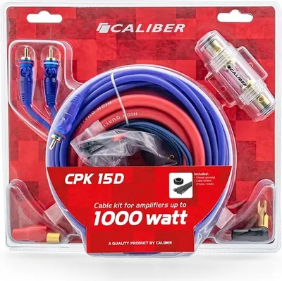 Produktbild von Caliber Audiokabelsatz für Auto-Verstärker - Kabel für 1000 Watt Subwoofer - Satz mit 4 Kabeln - 5 Meter (CPK15D)