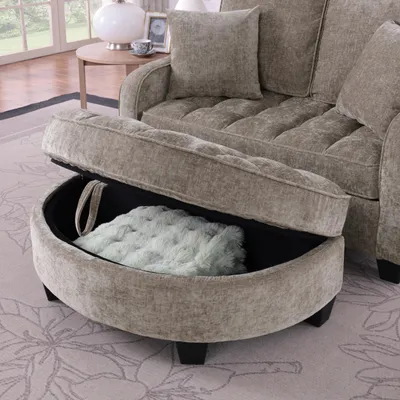 Produktbild von okwish 2-in-1 Schlafsofa mit Aufbewahrungs-Hocker, Relaxsessel mit rutschfeste Kunststoffbeine, Wohnzimmersofa in Braun