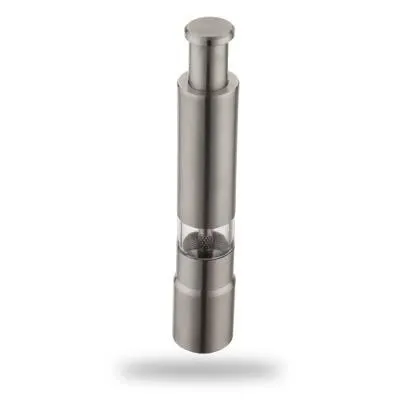 Produktbild von Exklusive Design Salz & Pfeffermühle aus Schwerem Edelstahl | Aromafrischer Pfeffer einfach per Daumendruck - ganz ohne Batterien!