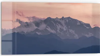 Produktbild von DEQORI Küchenrückwand Glas 80x40 cm 'Alpenabendglanz' Spritzschutz Bad Rückwand Küche