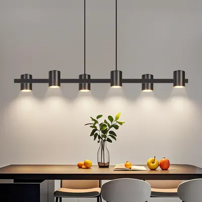Produktbild von ZMH Pendelleuchte Esstisch Hängelampe Schwarz  6 Flammig Hängend Metall Esszimmerlampe 150cm GU10 Hängeleuchte für Esszimmer Ohne Leuchtmittel