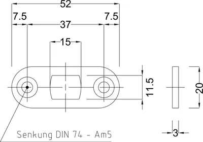 Produktbild von BMH Stangenschließblech 1143, 52 x 20 x 3 mm rund, Stahl verzinkt
