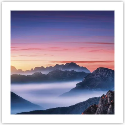 Produktbild von Poster - Poster ohne Rahmen - Westen Sonne Berge - 50x50 cm - Wand Bild - Wanddeko - Wandbilder - Kunstposter - Wandposter - Bilder - Kunstdruck - Wanddekoration - Wandbild - P2XAC50x50-4525
