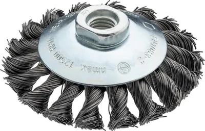 Produktbild von Kegelbürste gezopft 100 mm Ø M14 x 2,0 Gewinde aus gehärtetem Stahldraht