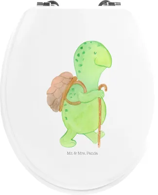 Produktbild von Mr. & Mrs. Panda WC Sitz Schildkröte Wanderer - Weiß - Geschenk, Toilettendeckel, Schildkröten, Entpannt, Motivationssprüche, Rucksack, Brille, Klodeckel, WC-Sitz