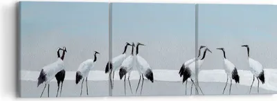 Produktbild von Bild auf Leinwand - Leinwandbild - 3 Teile - Vögel Kraniche Natur - 90x30cm - Wand Bild - Wanddeko - Wandbilder - Leinwanddruck - Bilder - Wanddekoration - Leinwand bilder - Wandbild - CA90x30-4921