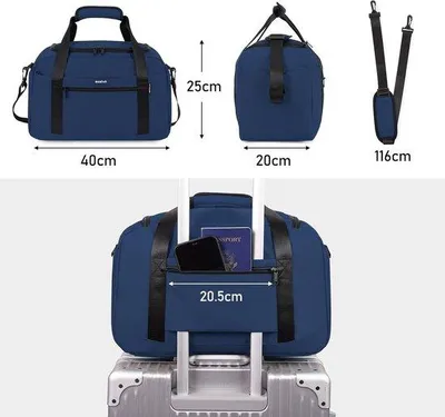 Productafbeelding van Famanu reistas, 40x20x25 cm - Blauw, geschikt voor Ryanair en andere luchtvaartmaatschappijen