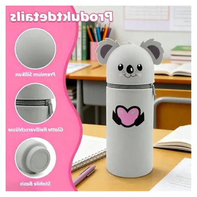 Produktbild von Kawaii Federmäppchen aus Silikon, 2-in-1 mit Reißverschluss, H 19,5 cm (Koala)